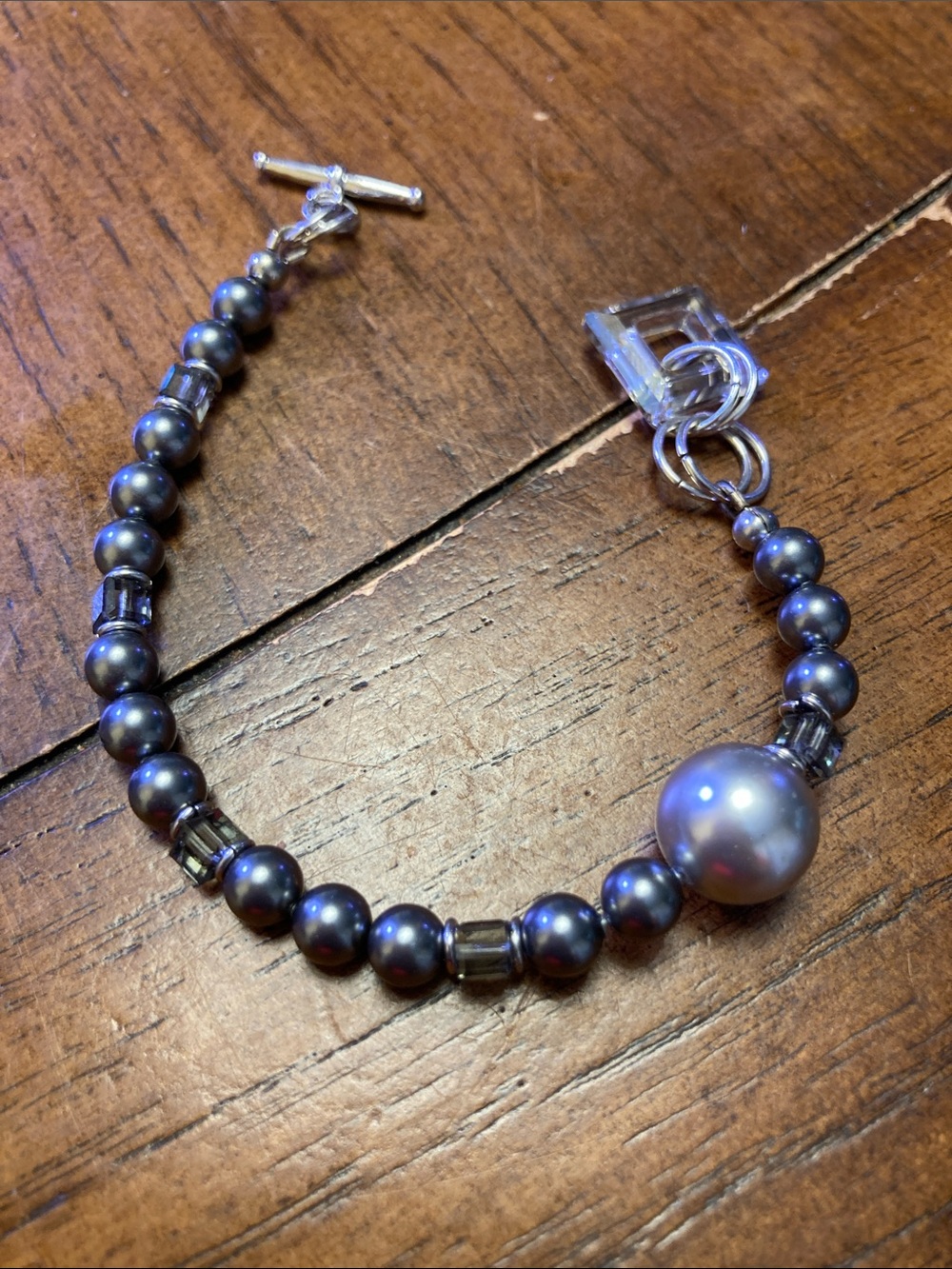 Gray Faux Pearl Beaded Bracelet - Women Jewelry